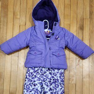 2 Piece Snow Suit Matching Coat & Snow Pants- Pink Platinum-Size 24 Mos